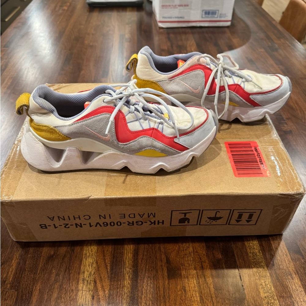 Nike Sneakers in Red, Yellow, and Gray